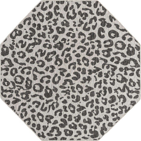 Light Gray 7' 10 x 7' 10 Outdoor Safari Octagon Area Rug Weather Resistant for Patio, Deck, Terrace, Balcony, Porch Animal Print Wildlife Nature Carpet for Sale at Rug Engine