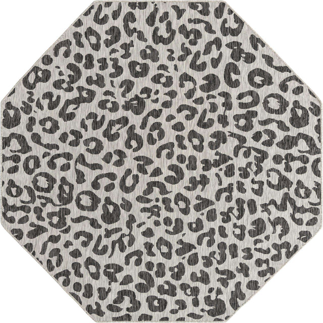 Light Gray 7' 10 x 7' 10 Outdoor Safari Octagon Area Rug Weather Resistant for Patio, Deck, Terrace, Balcony, Porch Animal Print Wildlife Nature Carpet for Sale at Rug Engine