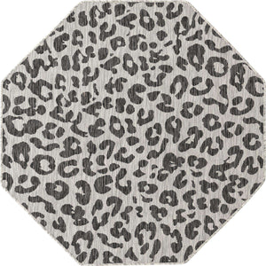 Light Gray 5' 3 x 5' 3 Outdoor Safari Octagon Area Rug Weather Resistant for Patio, Deck, Terrace, Balcony, Porch Animal Print Wildlife Nature Carpet for Sale at Rug Engine