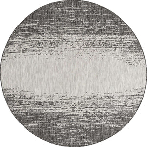 Charcoal Gray 7' 10 x 7' 10 Outdoor Modern Round Area Rug Weather Resistant for Patio, Deck, Terrace, Balcony, Porch 100% Polypropylene Modern Outside Carpet for Sale at Rug Engine