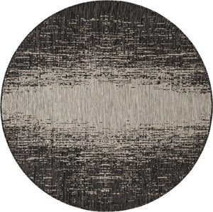 Charcoal Gray 5' 3 x 5' 3 Outdoor Modern Round Area Rug Weather Resistant for Patio, Deck, Terrace, Balcony, Porch 100% Polypropylene Modern Outside Carpet for Sale at Rug Engine