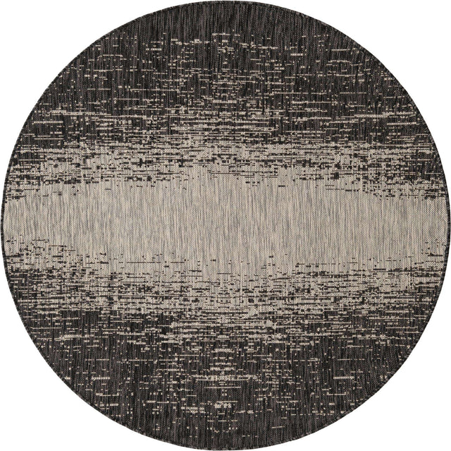 Charcoal Gray 5' 3 x 5' 3 Outdoor Modern Round Area Rug Weather Resistant for Patio, Deck, Terrace, Balcony, Porch 100% Polypropylene Modern Outside Carpet for Sale at Rug Engine