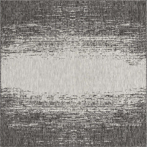 Charcoal Gray 7' 10 x 7' 10 Outdoor Modern Square Area Rug Weather Resistant for Patio, Deck, Terrace, Balcony, Porch 100% Polypropylene Modern Outside Carpet for Sale at Rug Engine
