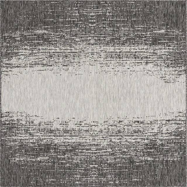 Charcoal Gray 7' 10 x 7' 10 Outdoor Modern Square Area Rug Weather Resistant for Patio, Deck, Terrace, Balcony, Porch 100% Polypropylene Modern Outside Carpet for Sale at Rug Engine