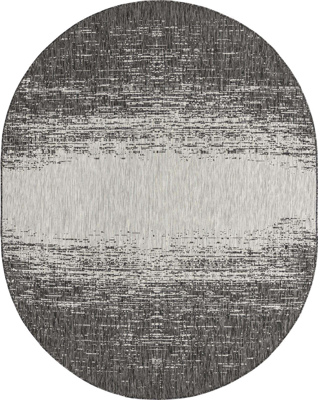 Charcoal Gray 7' 10 x 10' Outdoor Modern Oval Area Rug Weather Resistant for Patio, Deck, Terrace, Balcony, Porch 100% Polypropylene Modern Outside Carpet for Sale at Rug Engine
