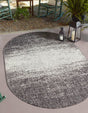 Charcoal Gray 5' 3 x 8' Outdoor Modern Oval Area Rug Weather Resistant for Patio, Deck, Terrace, Balcony, Porch 100% Polypropylene Modern Outside Carpet for Sale at Rug Engine