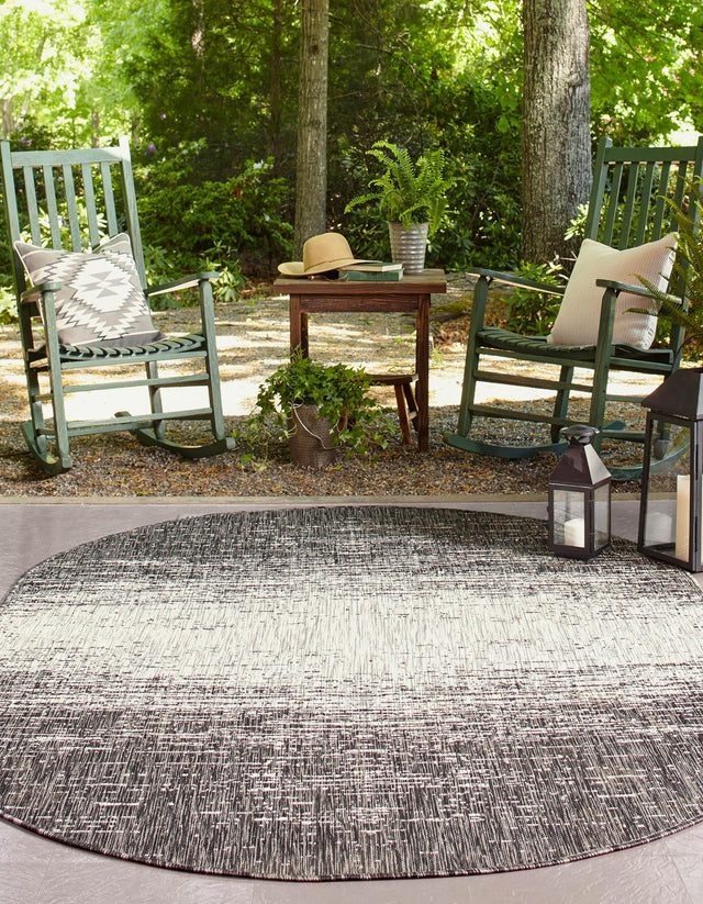 Charcoal Gray 5' 3 x 8' Outdoor Modern Oval Area Rug Weather Resistant for Patio, Deck, Terrace, Balcony, Porch 100% Polypropylene Modern Outside Carpet for Sale at Rug Engine