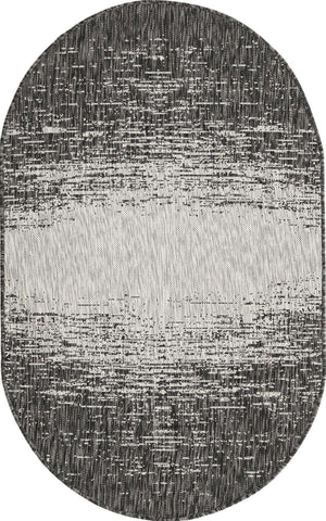 Charcoal Gray 3' 1 x 5' 3 Outdoor Modern Oval Area Rug Weather Resistant for Patio, Deck, Terrace, Balcony, Porch 100% Polypropylene Modern Outside Carpet for Sale at Rug Engine