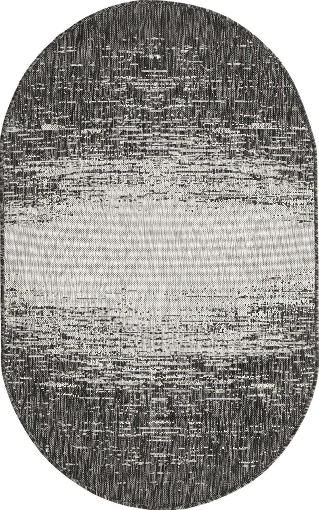 Charcoal Gray 3' 1 x 5' 3 Outdoor Modern Oval Area Rug Weather Resistant for Patio, Deck, Terrace, Balcony, Porch 100% Polypropylene Modern Outside Carpet for Sale at Rug Engine
