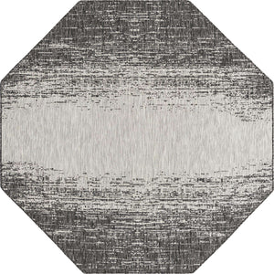 Charcoal Gray 7' 10 x 7' 10 Outdoor Modern Octagon Area Rug Weather Resistant for Patio, Deck, Terrace, Balcony, Porch 100% Polypropylene Modern Outside Carpet for Sale at Rug Engine