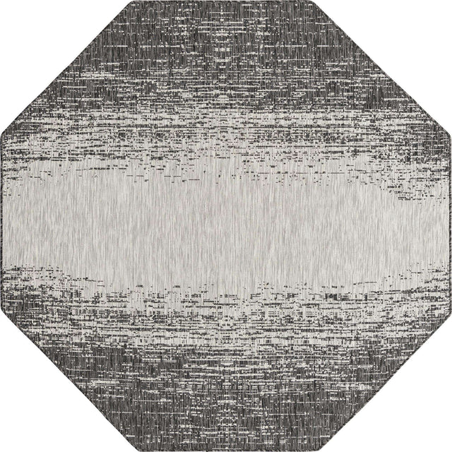Charcoal Gray 7' 10 x 7' 10 Outdoor Modern Octagon Area Rug Weather Resistant for Patio, Deck, Terrace, Balcony, Porch 100% Polypropylene Modern Outside Carpet for Sale at Rug Engine