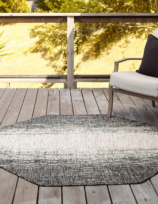 Charcoal Gray 7' 10 x 7' 10 Outdoor Modern Octagon Area Rug Weather Resistant for Patio, Deck, Terrace, Balcony, Porch 100% Polypropylene Modern Outside Carpet for Sale at Rug Engine