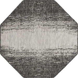 Charcoal Gray 5' 3 x 5' 3 Outdoor Modern Octagon Area Rug Weather Resistant for Patio, Deck, Terrace, Balcony, Porch 100% Polypropylene Modern Outside Carpet for Sale at Rug Engine