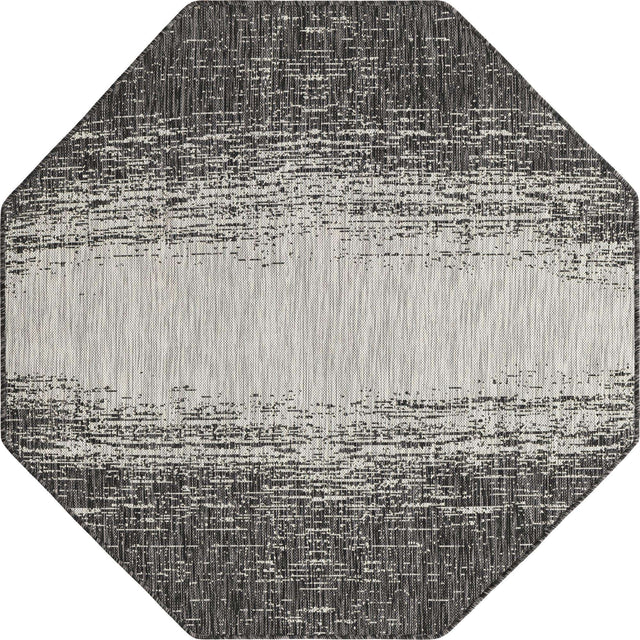 Charcoal Gray 5' 3 x 5' 3 Outdoor Modern Octagon Area Rug Weather Resistant for Patio, Deck, Terrace, Balcony, Porch 100% Polypropylene Modern Outside Carpet for Sale at Rug Engine