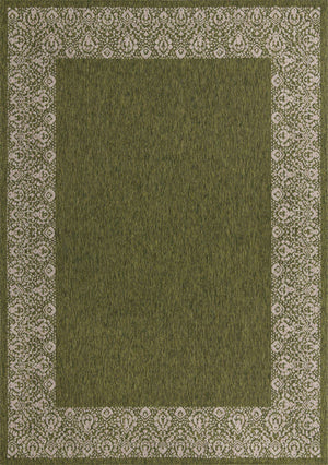 Green 10' x 14' 1 Outdoor Border Rectangle Area Rug Weather Resistant for Patio, Deck, Terrace, Balcony, Porch 100% Polypropylene Classic Bordered Carpet for Sale at Rug Engine