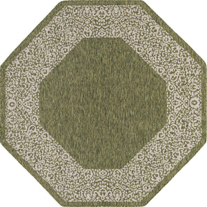 Green 7' 10 x 7' 10 Outdoor Border Octagon Area Rug Weather Resistant for Patio, Deck, Terrace, Balcony, Porch 100% Polypropylene Classic Bordered Carpet for Sale at Rug Engine