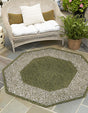 Green 5' 3 x 5' 3 Outdoor Border Octagon Area Rug Weather Resistant for Patio, Deck, Terrace, Balcony, Porch 100% Polypropylene Classic Bordered Carpet for Sale at Rug Engine