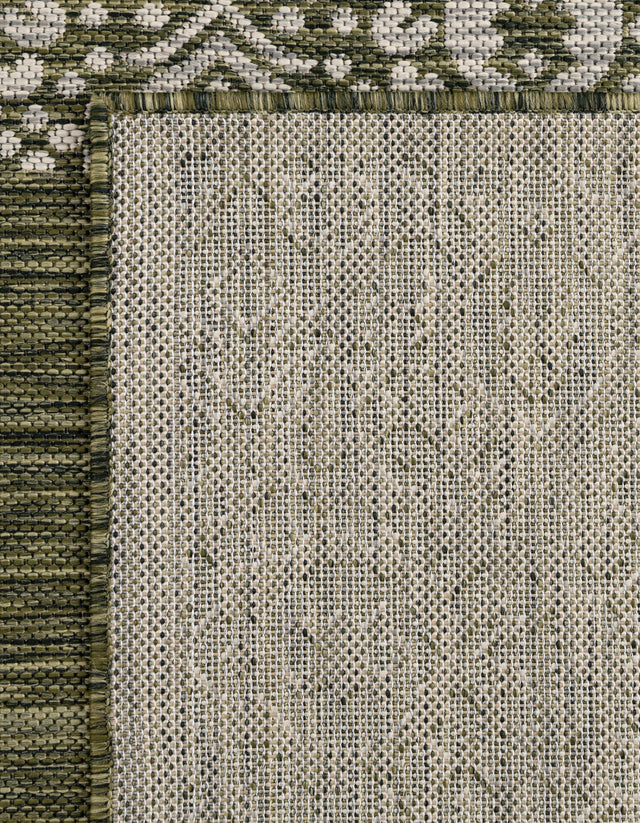 Green 5' 3 x 5' 3 Outdoor Border Octagon Area Rug Weather Resistant for Patio, Deck, Terrace, Balcony, Porch 100% Polypropylene Classic Bordered Carpet for Sale at Rug Engine