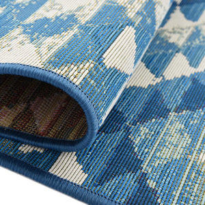 Blue 4' x 6' Outdoor Southwestern Rectangle Area Rug Weather Resistant for Patio, Deck, Terrace, Balcony, Porch 100% Polypropylene Rustic Waterproof Carpet for Sale at Rug Engine