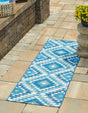 Blue 2' x 6' Outdoor Southwestern Runner Area Rug Weather Resistant for Patio, Deck, Terrace, Balcony, Porch 100% Polypropylene Rustic Waterproof Carpet for Sale at Rug Engine