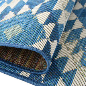 Blue 2' x 6' Outdoor Southwestern Runner Area Rug Weather Resistant for Patio, Deck, Terrace, Balcony, Porch 100% Polypropylene Rustic Waterproof Carpet for Sale at Rug Engine