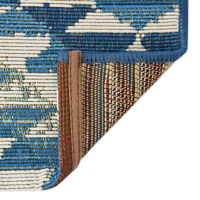 Blue 2' x 6' Outdoor Southwestern Runner Area Rug Weather Resistant for Patio, Deck, Terrace, Balcony, Porch 100% Polypropylene Rustic Waterproof Carpet for Sale at Rug Engine
