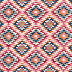 Multicolor 6' x 6' Outdoor Southwestern Square Area Rug Weather Resistant for Patio, Deck, Terrace, Balcony, Porch 100% Polypropylene Rustic Waterproof Carpet for Sale at Rug Engine