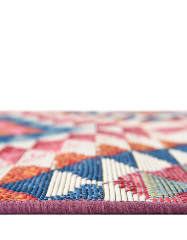 Multicolor 7' 10 x 7' 10 Outdoor Southwestern Round Area Rug Weather Resistant for Patio, Deck, Terrace, Balcony, Porch 100% Polypropylene Rustic Waterproof Carpet for Sale at Rug Engine