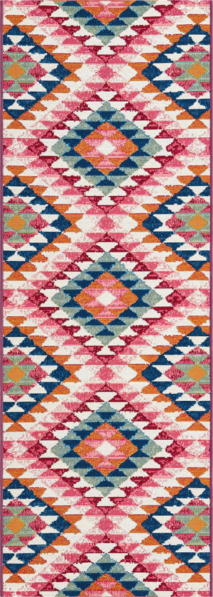 Multicolor 2' x 6' Outdoor Southwestern Runner Area Rug Weather Resistant for Patio, Deck, Terrace, Balcony, Porch 100% Polypropylene Rustic Waterproof Carpet for Sale at Rug Engine