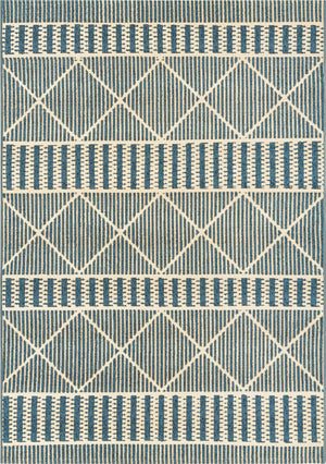 Blue 4' x 6' Outdoor Trellis Rectangle Area Rug Weather Resistant for Patio, Deck, Terrace, Balcony, Porch Geometric Design Water Safe Outside Carpet for Sale at Rug Engine