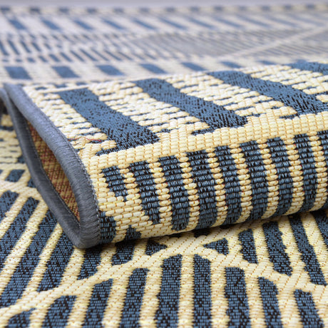 Blue 6' x 6' Outdoor Trellis Square Area Rug Weather Resistant for Patio, Deck, Terrace, Balcony, Porch Geometric Design Water Safe Outside Carpet for Sale at Rug Engine
