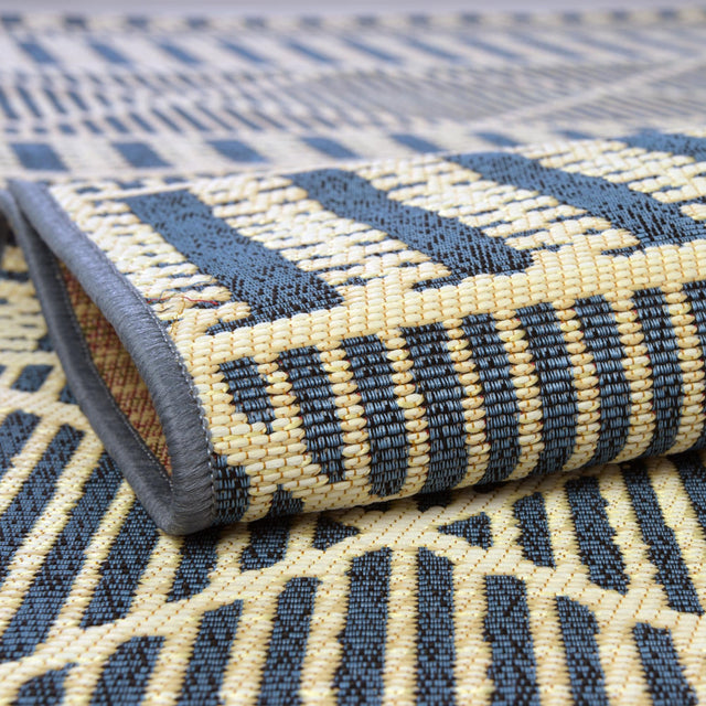 Blue 6' x 6' Outdoor Trellis Square Area Rug Weather Resistant for Patio, Deck, Terrace, Balcony, Porch Geometric Design Water Safe Outside Carpet for Sale at Rug Engine