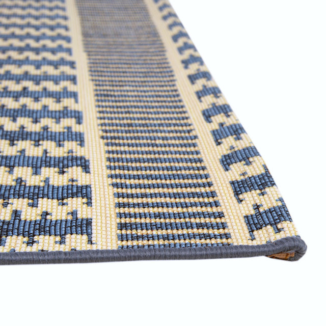 Blue 6' x 6' Outdoor Trellis Square Area Rug Weather Resistant for Patio, Deck, Terrace, Balcony, Porch Geometric Design Water Safe Outside Carpet for Sale at Rug Engine