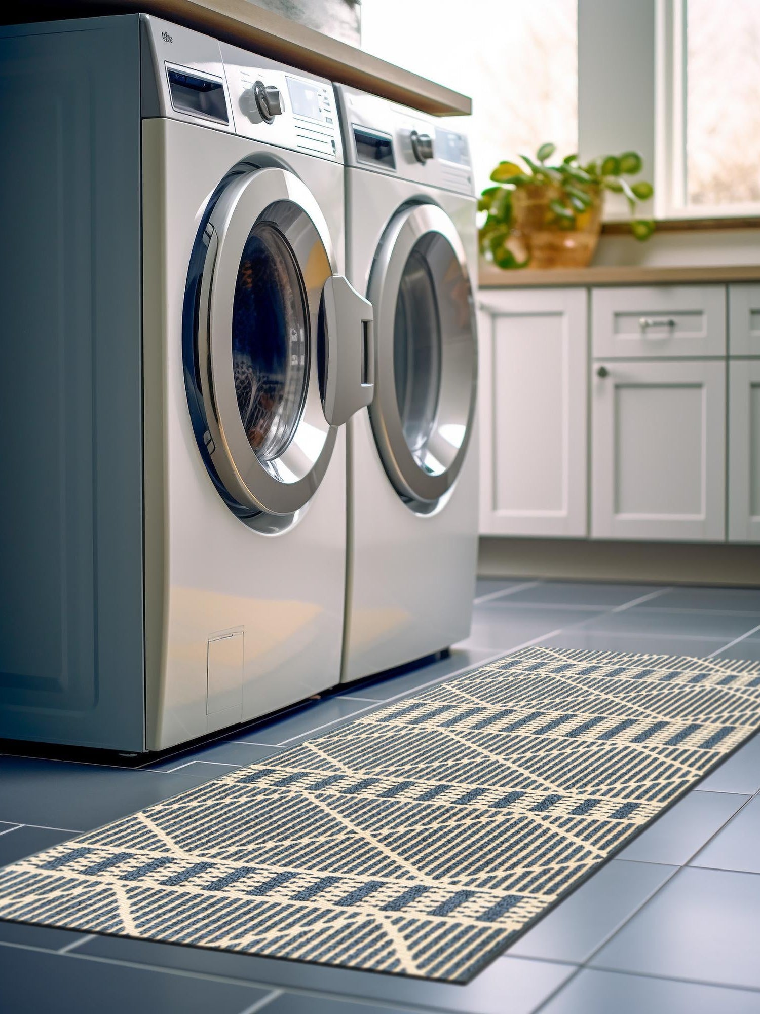 Blue 2' 7 x 5' 3 Outdoor Trellis Runner Area Rug Weather Resistant for Patio, Deck, Terrace, Balcony, Porch Geometric Design Water Safe Outside Carpet for Sale at Rug Engine