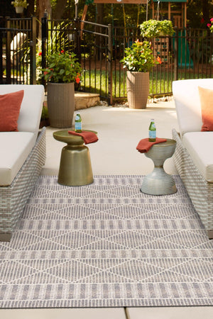 Gray 7' 10 x 10' Outdoor Trellis Rectangle Area Rug Weather Resistant for Patio, Deck, Terrace, Balcony, Porch Geometric Design Water Safe Outside Carpet for Sale at Rug Engine