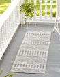 Gray 2' 7 x 5' 3 Outdoor Trellis Runner Area Rug Weather Resistant for Patio, Deck, Terrace, Balcony, Porch Geometric Design Water Safe Outside Carpet for Sale at Rug Engine