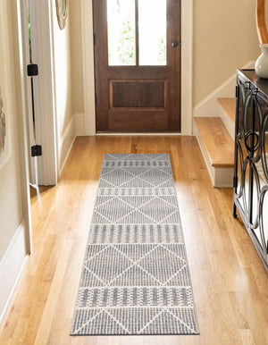 Gray 2' 7 x 5' 3 Outdoor Trellis Runner Area Rug Weather Resistant for Patio, Deck, Terrace, Balcony, Porch Geometric Design Water Safe Outside Carpet for Sale at Rug Engine