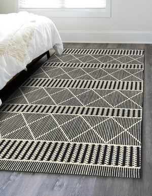 Black 3' 3 x 5' 3 Outdoor Trellis Rectangle Area Rug Weather Resistant for Patio, Deck, Terrace, Balcony, Porch