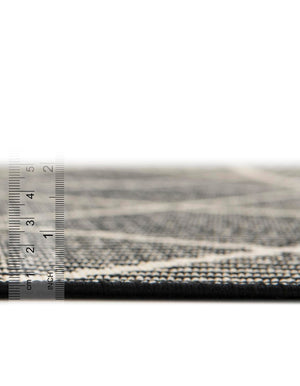 Black 6' x 6' Outdoor Trellis Square Area Rug Weather Resistant for Patio, Deck, Terrace, Balcony, Porch Geometric Design Water Safe Outside Carpet for Sale at Rug Engine