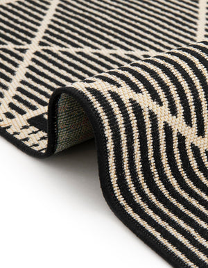 Black 6' x 6' Outdoor Trellis Square Area Rug Weather Resistant for Patio, Deck, Terrace, Balcony, Porch Geometric Design Water Safe Outside Carpet for Sale at Rug Engine