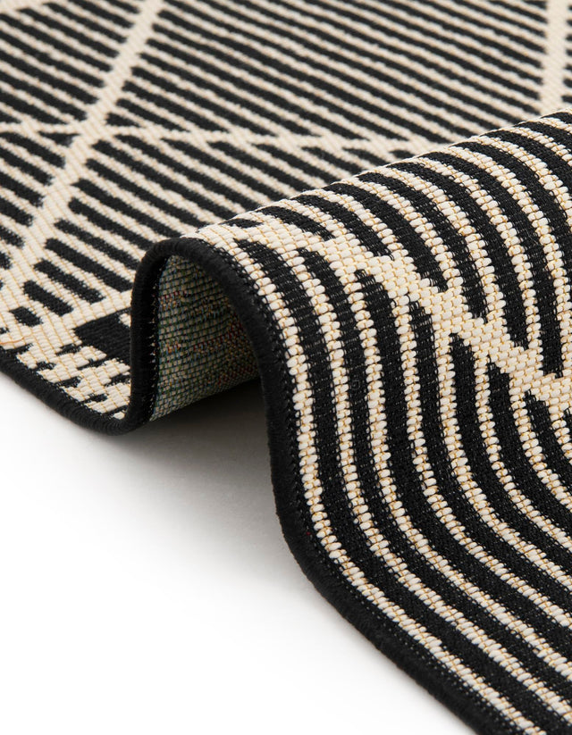 Black 7' 10 x 7' 10 Outdoor Trellis Square Area Rug Weather Resistant for Patio, Deck, Terrace, Balcony, Porch Geometric Design Water Safe Outside Carpet for Sale at Rug Engine