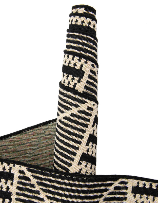 Black 7' 10 x 7' 10 Outdoor Trellis Square Area Rug Weather Resistant for Patio, Deck, Terrace, Balcony, Porch Geometric Design Water Safe Outside Carpet for Sale at Rug Engine