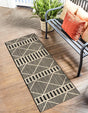 Black 2' x 8' Outdoor Trellis Runner Area Rug Weather Resistant for Patio, Deck, Terrace, Balcony, Porch Geometric Design Water Safe Outside Carpet for Sale at Rug Engine