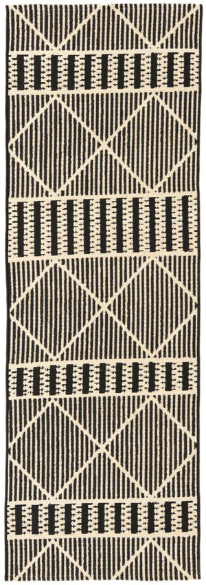 Black 2' x 6' Outdoor Trellis Runner Area Rug Weather Resistant for Patio, Deck, Terrace, Balcony, Porch Geometric Design Water Safe Outside Carpet for Sale at Rug Engine