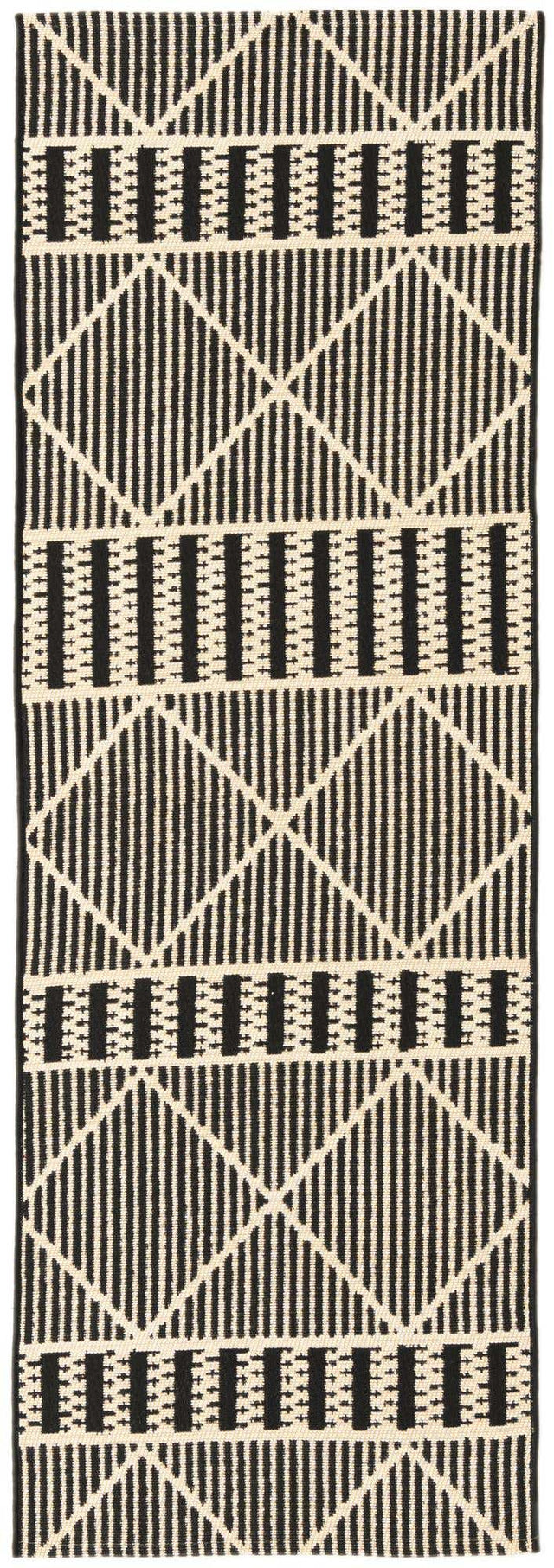 Black 2' x 6' Outdoor Trellis Runner Area Rug Weather Resistant for Patio, Deck, Terrace, Balcony, Porch Geometric Design Water Safe Outside Carpet for Sale at Rug Engine