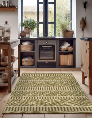 Green 2' x 3' Outdoor Trellis Rectangle Area Rug Weather Resistant for Patio, Deck, Terrace, Balcony, Porch Geometric Design Water Safe Outside Carpet for Sale at Rug Engine
