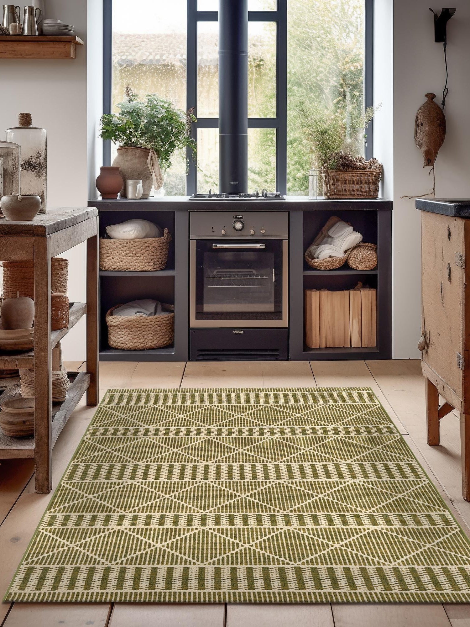 Green 10' x 12' Outdoor Trellis Rectangle Area Rug Weather Resistant for Patio, Deck, Terrace, Balcony, Porch Geometric Design Water Safe Outside Carpet for Sale at Rug Engine