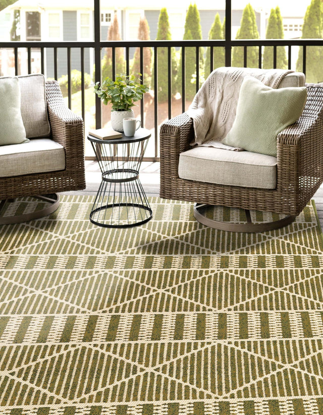 Green 2' x 3' Outdoor Trellis Rectangle Area Rug Weather Resistant for Patio, Deck, Terrace, Balcony, Porch Geometric Design Water Safe Outside Carpet for Sale at Rug Engine