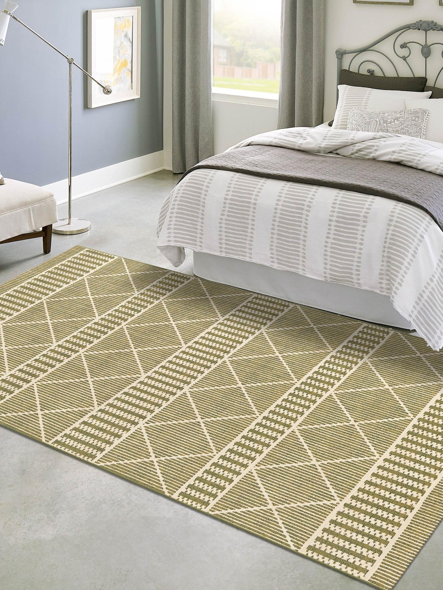 Green 10' x 12' Outdoor Trellis Rectangle Area Rug Weather Resistant for Patio, Deck, Terrace, Balcony, Porch Geometric Design Water Safe Outside Carpet for Sale at Rug Engine