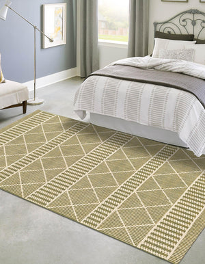 Green 7' 10 x 10' Outdoor Trellis Rectangle Area Rug Weather Resistant for Patio, Deck, Terrace, Balcony, Porch Geometric Design Water Safe Outside Carpet for Sale at Rug Engine